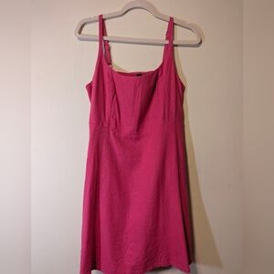 Old Navy Fuchsia Dress - Fit & Flare Linen-Blend Mini Dress
